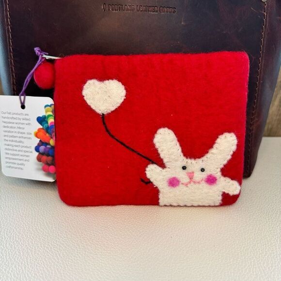 Felted Wool Coin Purse Wallet Key Holder Purse Charm New FAST SHIP - Picture 1 of 4